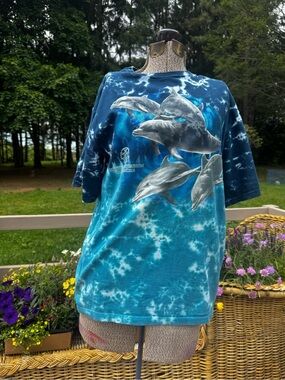 Vintage Tie-Dye Dolphin Graphic tee National Aquarium- Baltimore.